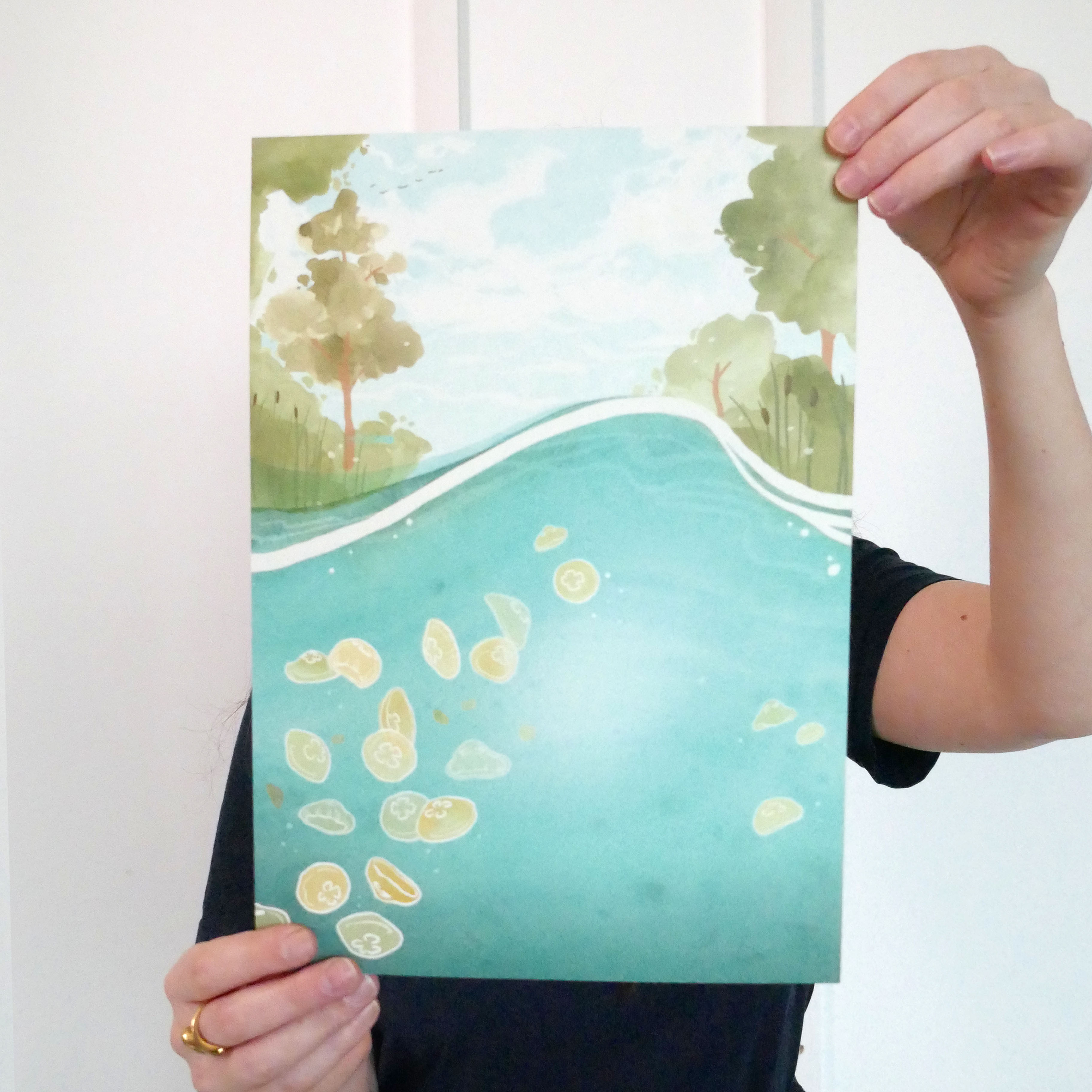 Handgemaakte wenskaart - Wave - Art by Margreet Rijlaarsdam